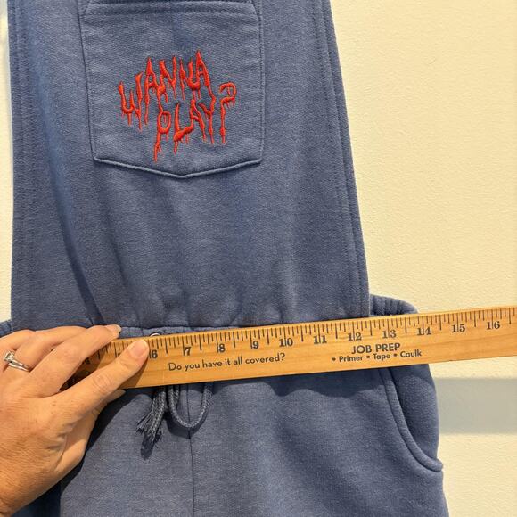 Chucky Halloween Horror Nights Overalls Womens XS Blue Shortalls Embroidered - Picture 12 of 14